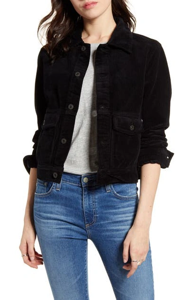 Shop Ag Evonne Crop Corduroy Jacket In Super Black