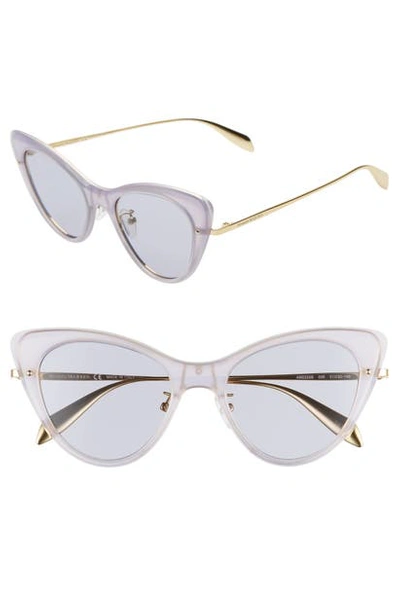 Shop Alexander Mcqueen 51mm Cat Eye Sunglasses In Opal Lavender/ Violet