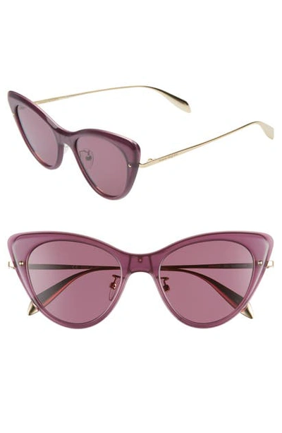 Shop Alexander Mcqueen 51mm Cat Eye Sunglasses In Opal Purple/ Violet