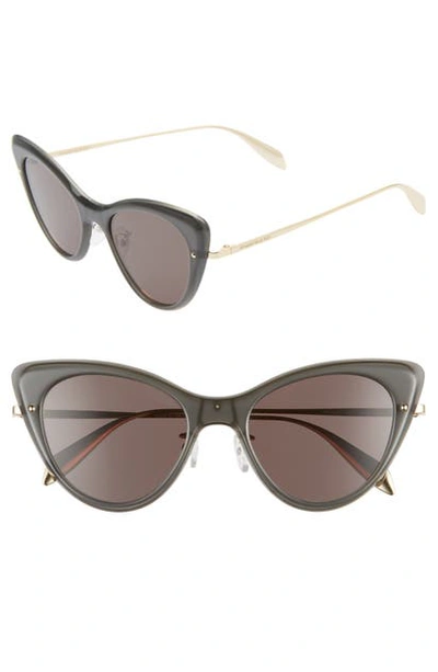 Shop Alexander Mcqueen 51mm Cat Eye Sunglasses In Opal Dark Grey/ Smoke