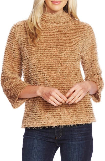 Shop Vince Camuto Eyelash Fringe Stripe Sweater In Latte