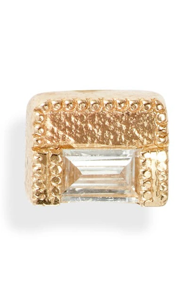 Shop Jennie Kwon Designs Baguette Diamond Block Stud Earring In Yellow Gold/ Diamond