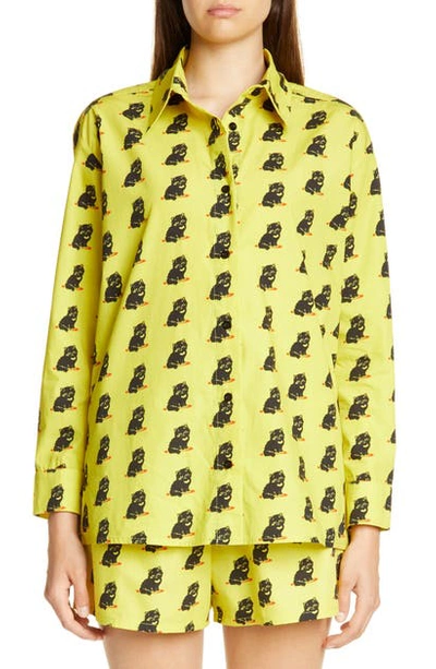 Shop Ashley Williams Cat Print Reba Button-up Shirt In Tina Cat