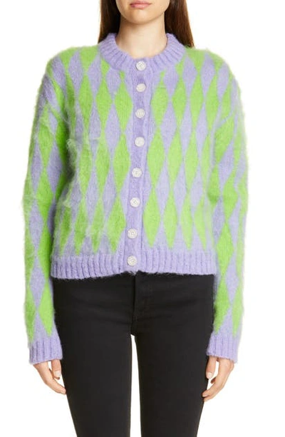 Shop Ashley Williams Mimi Mohair Button Cardigan In Lilac/ Green