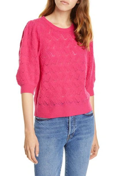 Shop Joie Jenise Puff Sleeve Wool & Cashmere Sweater In Fuchsia