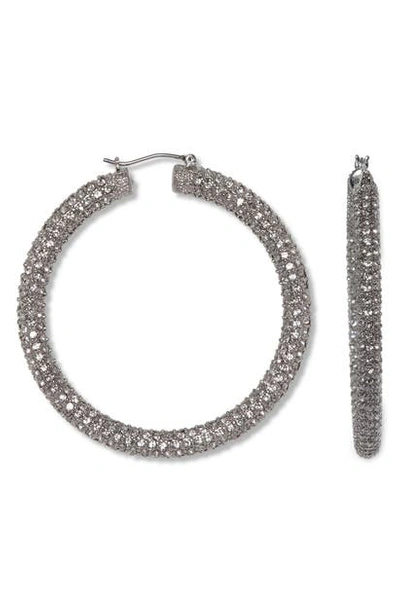 Shop Vince Camuto Pave Tubular Hoop Earrings In Silver
