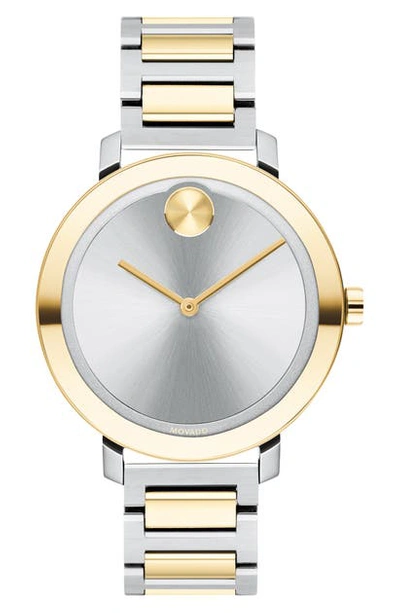 Shop Movado Bold Bracelet Watch, 34mm In Silver/ Gold