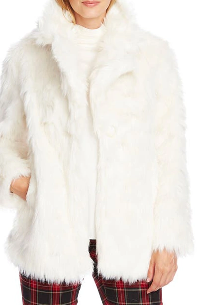 Shop Vince Camuto Shaggy Faux Fur Coat In Pearl Ivory