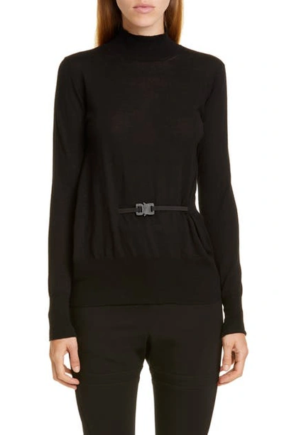 Shop Alyx Belted Merino Turtleneck Sweater In Black
