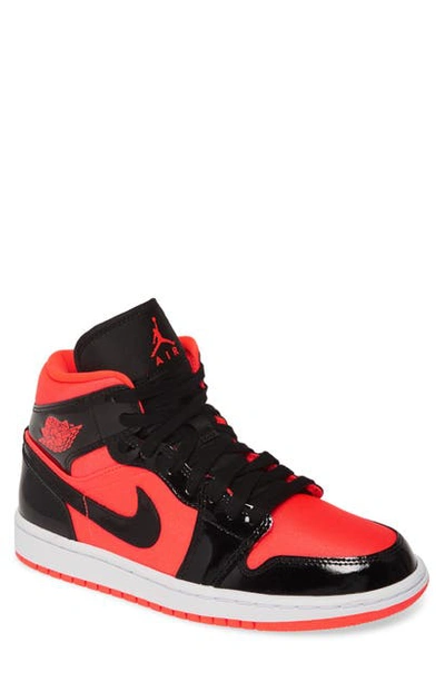 Shop Jordan 1 Mid Sneaker In Bright Crimson/ Black