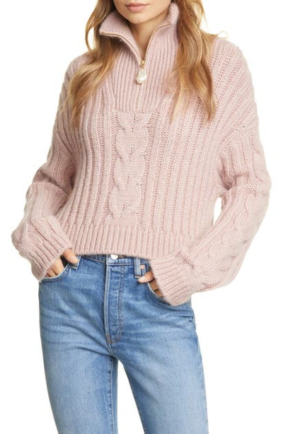 Shop Nanushka Eria Cable Knit Sweater In Pale Pink