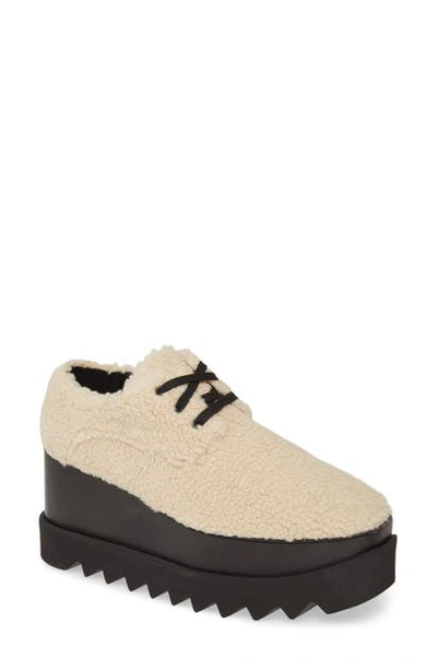 Shop Stella Mccartney Elyse Faux Shearling Platform Sneaker In Champagne