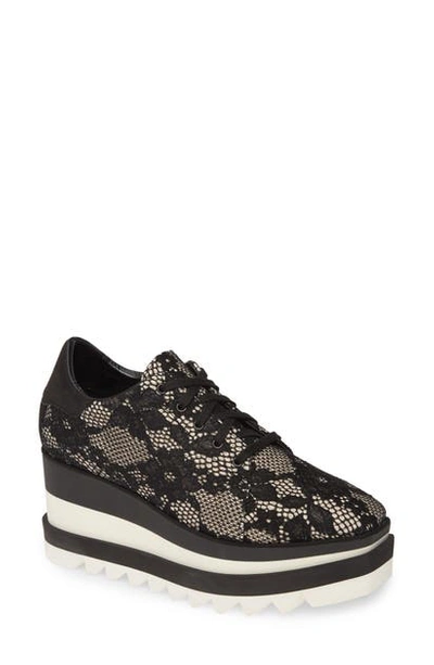Shop Stella Mccartney Sneak Elyse Lace Platform Sneaker In Ivory/ Black Lace