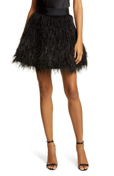 Shop Alice And Olivia Cina Ostrich Feather Skirt In Black