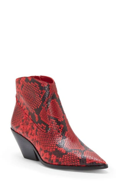 Shop Vince Camuto Jemeila Snake Embossed Bootie In Razz Red Leather