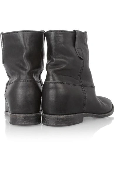 Shop Isabel Marant Cluster Leather Concealed Wedge Biker Boots In Black