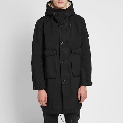 Shop Stone Island Blanket Lined David Tc Fishtail Parka In Black