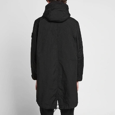 Shop Stone Island Blanket Lined David Tc Fishtail Parka In Black