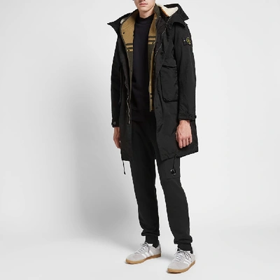 Shop Stone Island Blanket Lined David Tc Fishtail Parka In Black