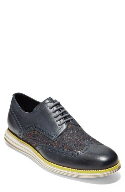 Shop Cole Haan 'original Grand' Wingtip In Blue Leather/ Wool/ Stone