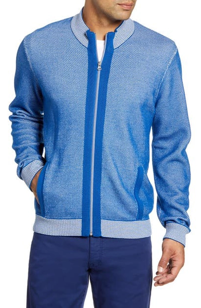 Shop Robert Graham Conboy Regular Fit Zip Sweater In Medium Blue