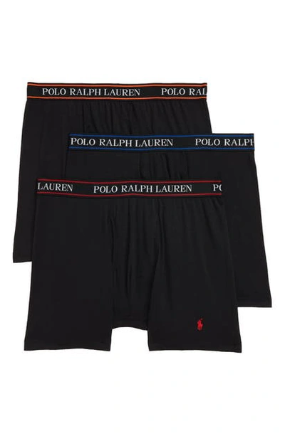 Shop Polo Ralph Lauren 3-pack Cotton Blend Boxer Briefs In Black
