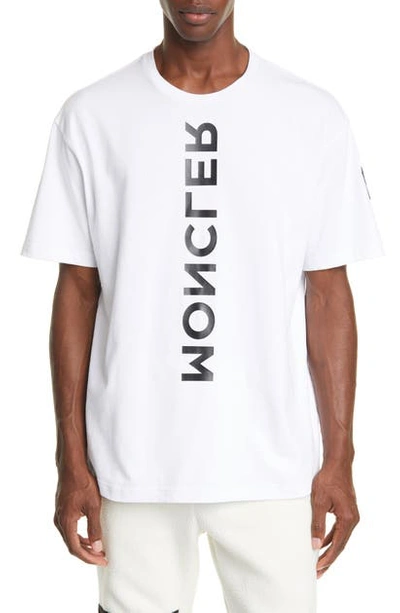 Shop Moncler Mirror Logo Graphic Cotton T-shirt In White