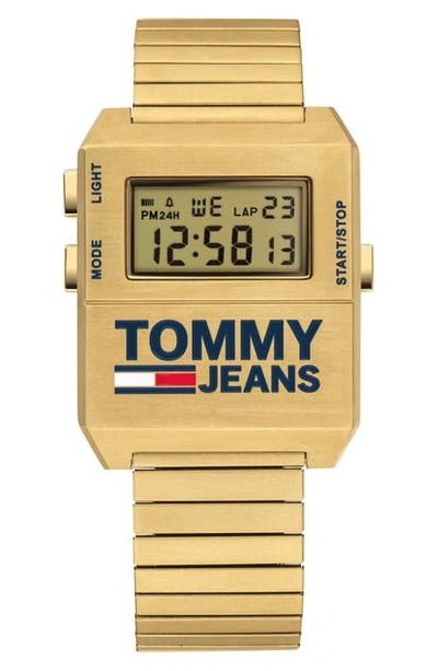 Shop Tommy Hilfiger Digital Bracelet Watch, 32.5mm X 42mm In Gold