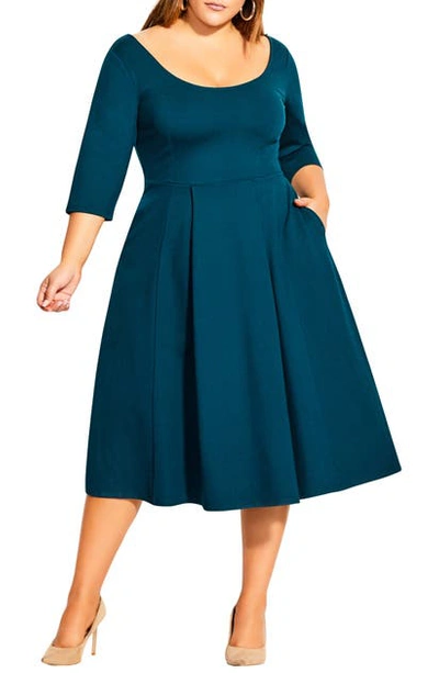 Shop City Chic Scoop Neck A-line Dress In Emerald