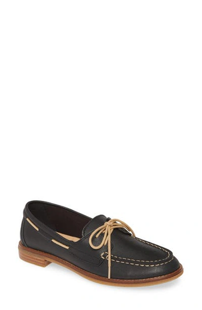Shop Sperry Seaport Loafer In Black Saffiano Leather