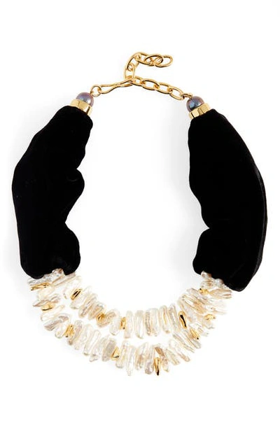 Shop Lizzie Fortunato Midnight Hour Necklace In Pearl/ Black