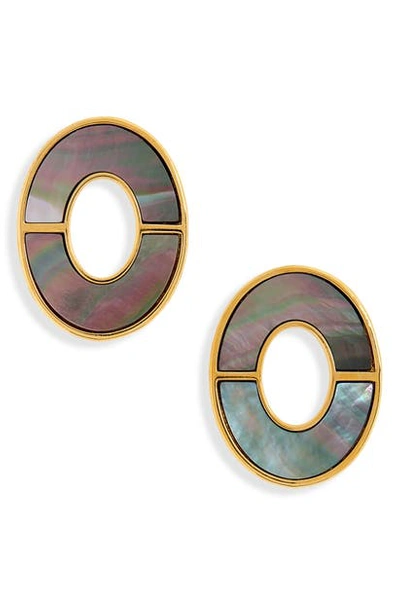 Shop Lizzie Fortunato Symmetry Earrings In Gold/ Black Mother Of Pearl