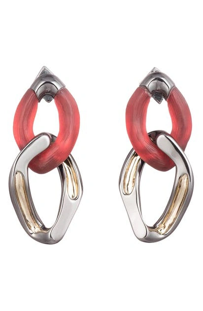 Shop Alexis Bittar Two-tone Double Link Earrings In Wine Red
