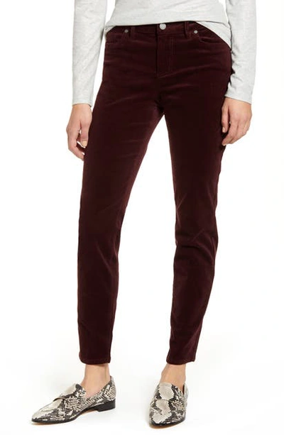 Shop Vince Camuto Washed Stretch Cotton Corduroy Skinny Pants In Port