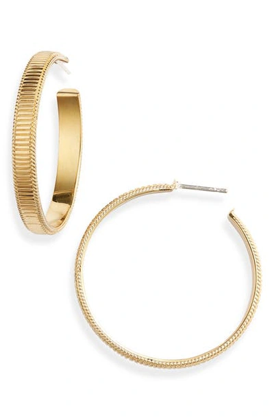 Shop Anna Beck Ribbed Large Hoop Earrings In Gold