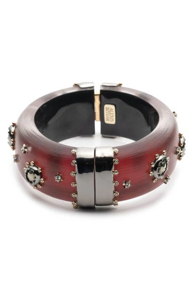 Shop Alexis Bittar Georgian Stone Studded Hinge Bangle In Wine Red