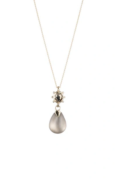 Shop Alexis Bittar Georgian Stone Drop Pendant Necklace In Warm Grey