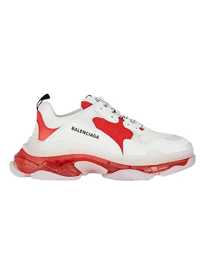 Shop Balenciaga White And Red Triple S Sneaker In Multicolor