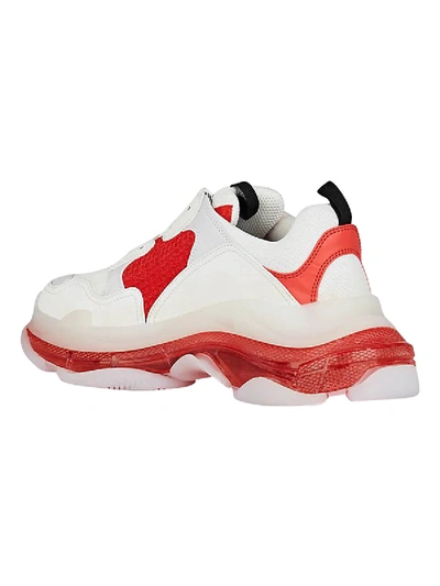 Shop Balenciaga White And Red Triple S Sneaker In Multicolor