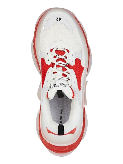 Shop Balenciaga White And Red Triple S Sneaker In Multicolor