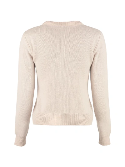 Shop Alberta Ferretti Intarsia Wool And Cashmere Sweater In Beige