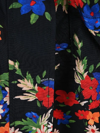 Shop Miu Miu Floral Panama Cape In Black Floral Print