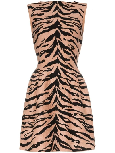 Shop Alaïa Dress Zebre In Noir/nude