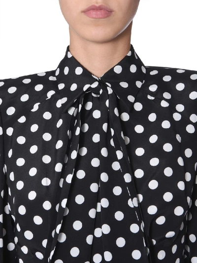 Shop Dolce & Gabbana Polka Dot Print Shirt In Pois Bco Fdo Nero