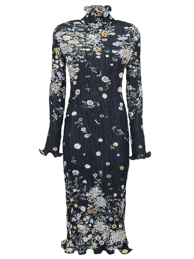 Shop Givenchy Long Dress In Navy-yellow