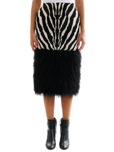 Shop Saint Laurent Zebra Print Skirt In Noir/blanc