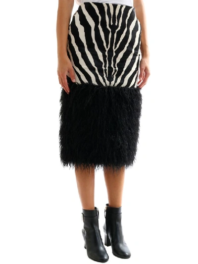 Shop Saint Laurent Zebra Print Skirt In Noir/blanc