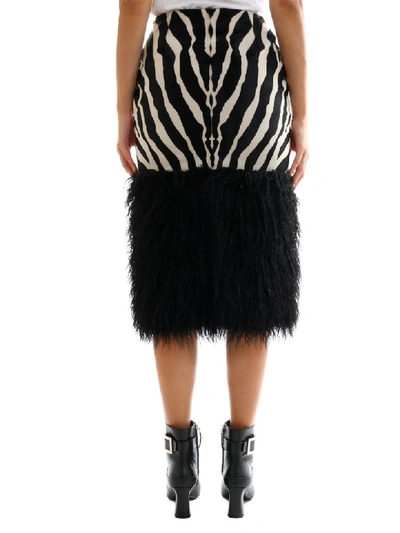 Shop Saint Laurent Zebra Print Skirt In Noir/blanc