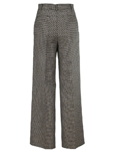 Shop Fendi Houndstooth Motif Pants In Brown/beige