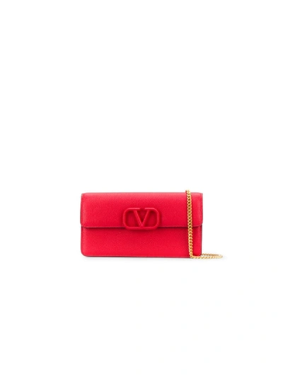 Shop Valentino Garavani Vsling Chain Wallet In Red